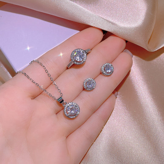 Brilliant Round Cut Earrings Set