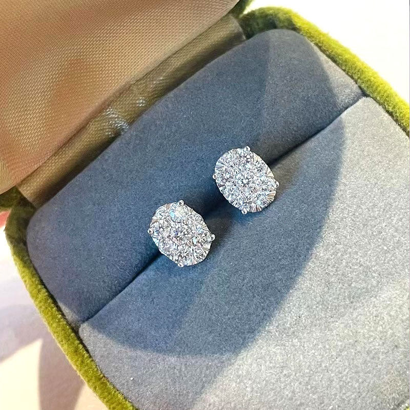 Cluster of Diamond Oval Earrings