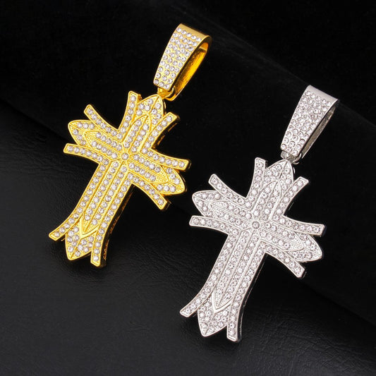Iced Out Cross link Necklace