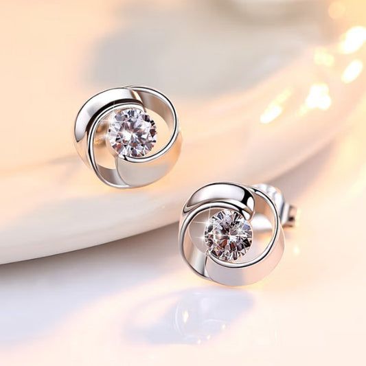 Swirl Solitaire Earrings