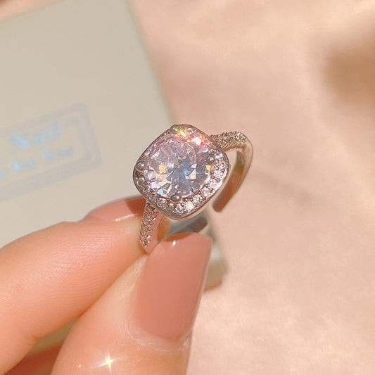 Crushed Ice Cushion Necklace Set (925 Sterling Silver)