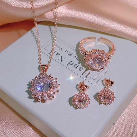 Blooming Rose Gold Solitaire Necklace