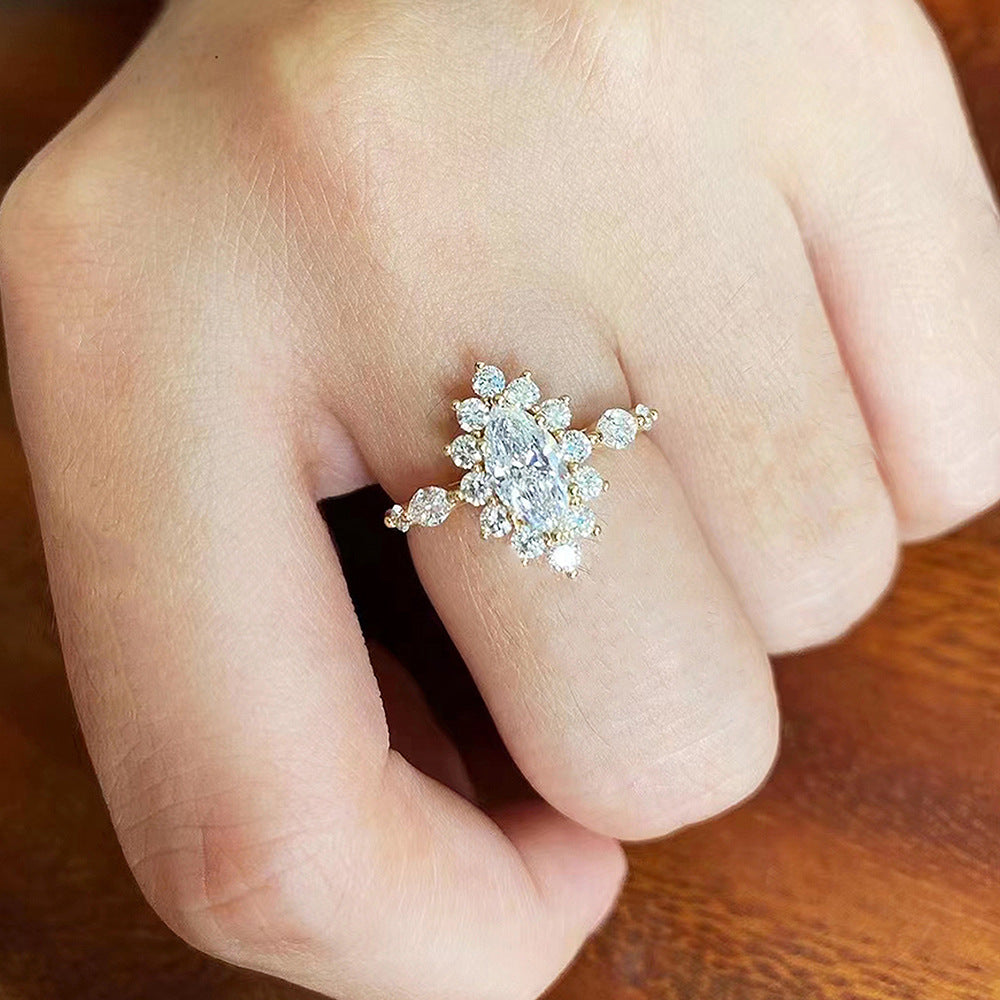 Blooming Flower Diamond Ring (925 Sterling Silver)