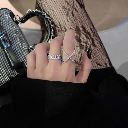 Studded Cross Ring (Size Adjustable)