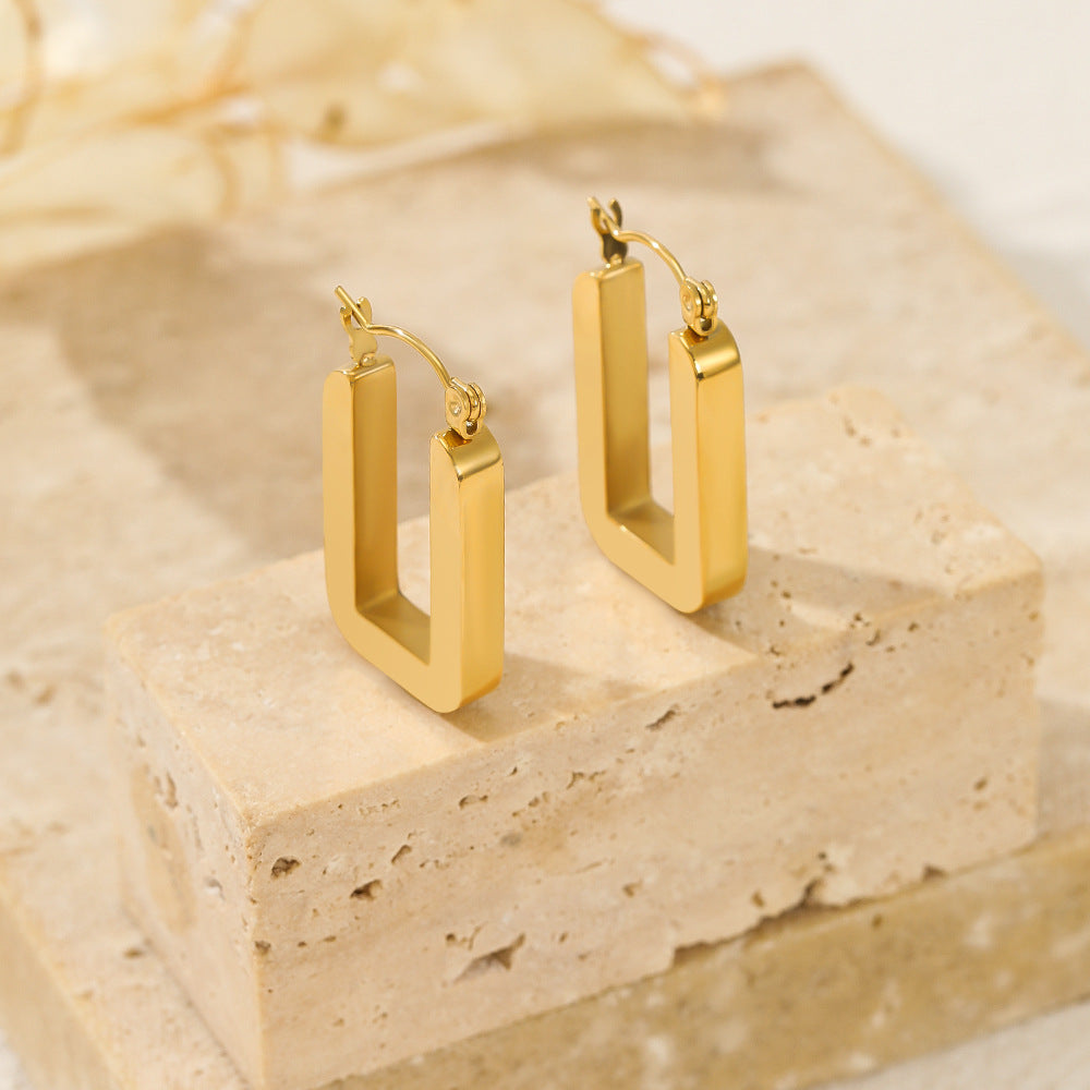 Gold Bar Earrings (Titanium Steel)