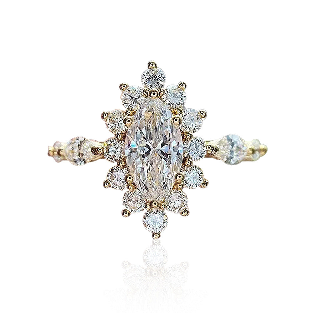 Blooming Flower Diamond Ring (925 Sterling Silver)