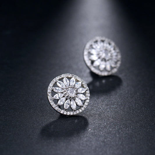 Cushion-Cut Flower Earrings