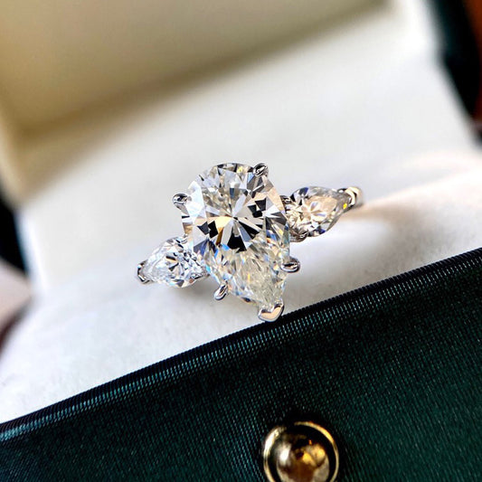 Crown Tear Drop Ring (925 Sterling Silver)