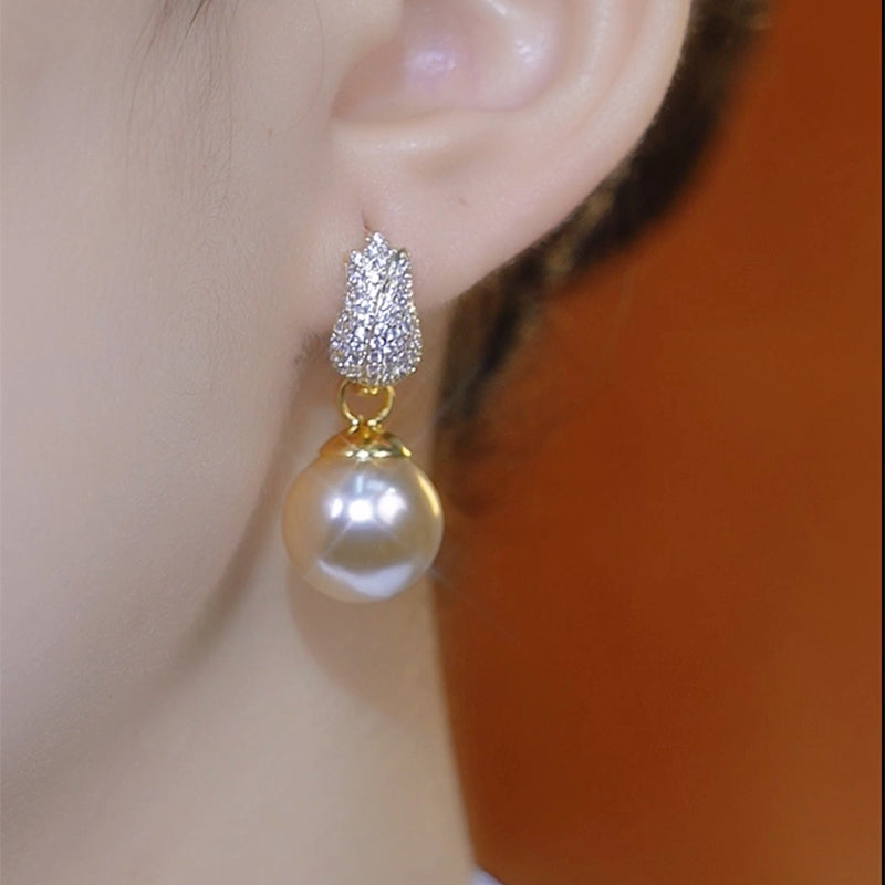 Southern Sea Golden Pearl Hoops.