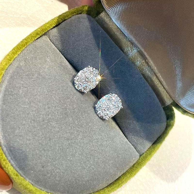 Cluster of Diamond Oval Earrings