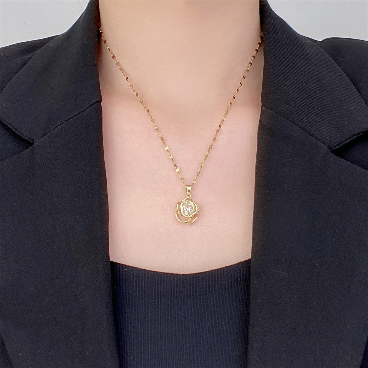 Solitaire Rose Necklace