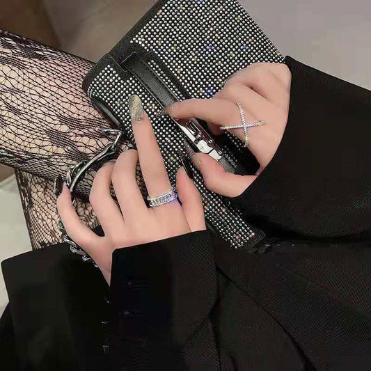 Studded Cross Ring (Size Adjustable)