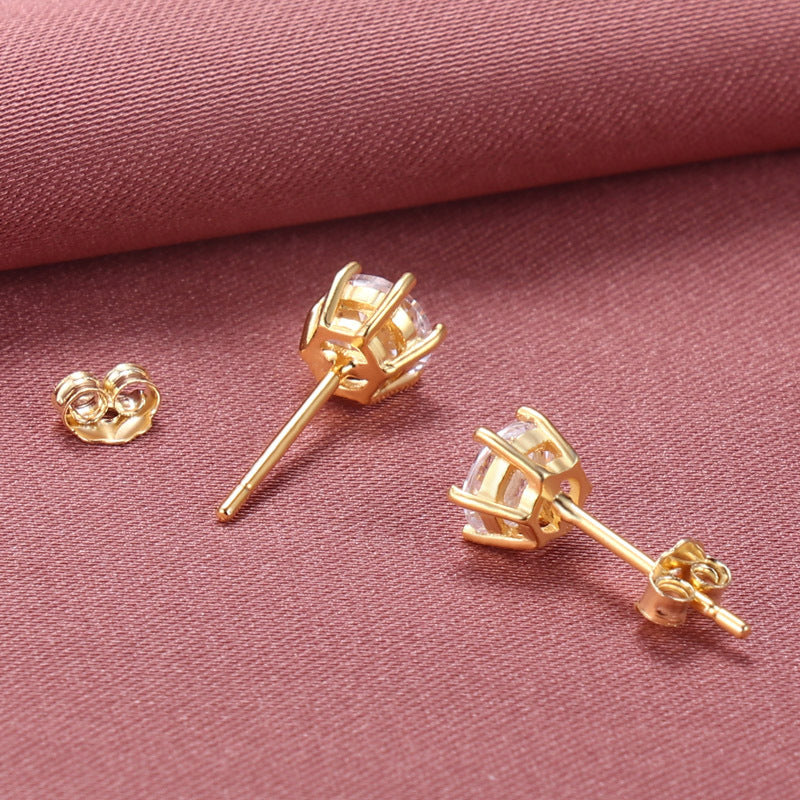 Shiny Round Solitaire Earrings (925 Sterling Silver)
