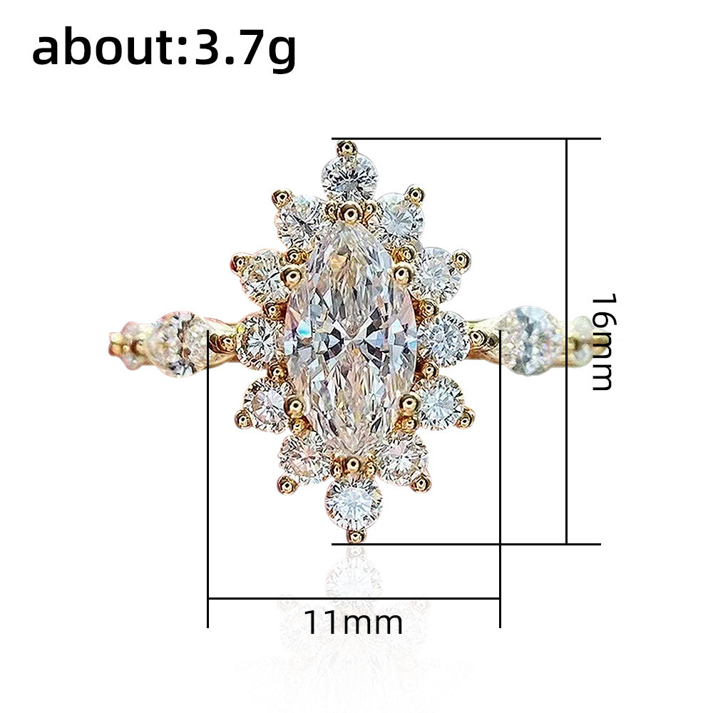 Blooming Flower Diamond Ring (925 Sterling Silver)