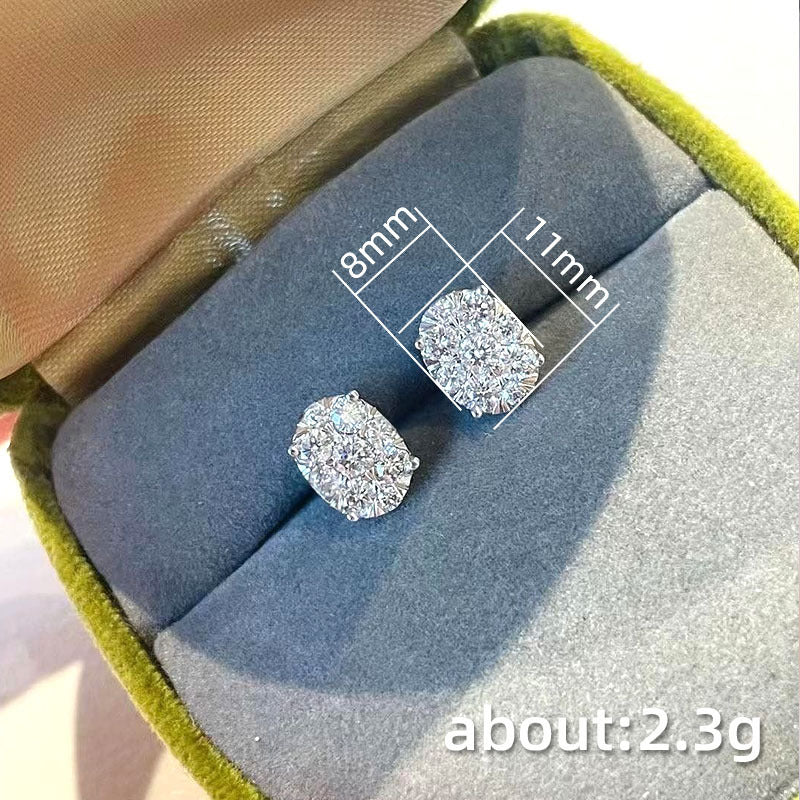 Cluster of Diamond Oval Earrings