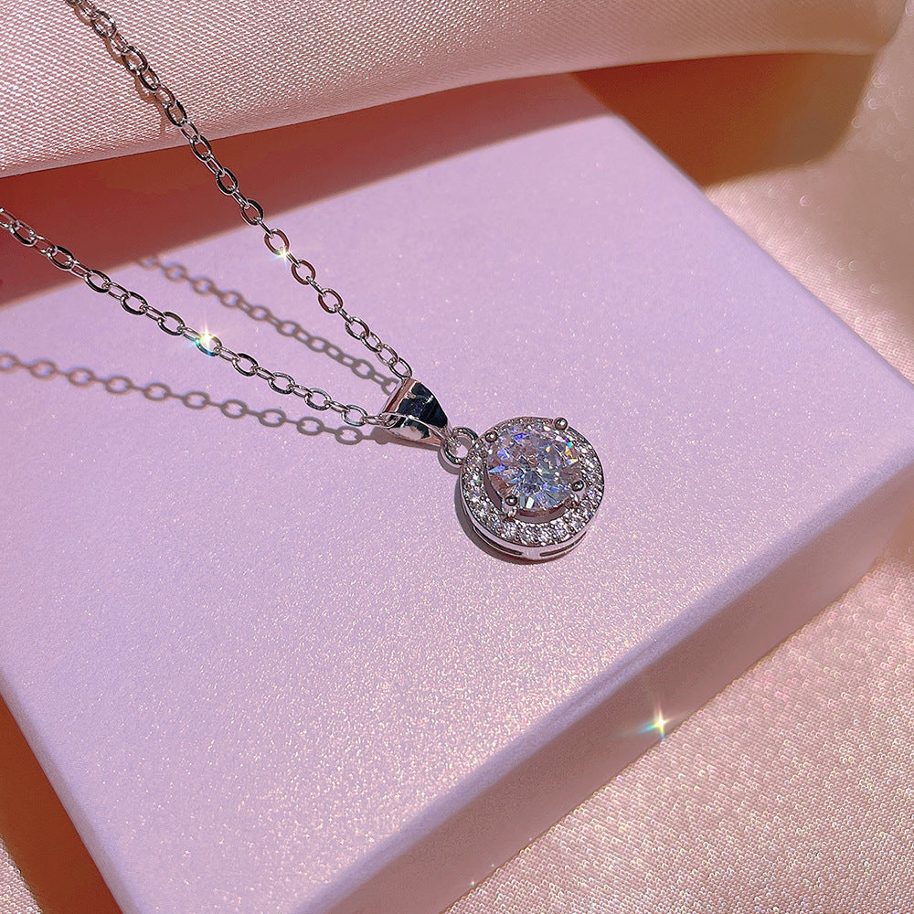 Brilliant Round Cut Necklace Set (925 Sterling Silver)