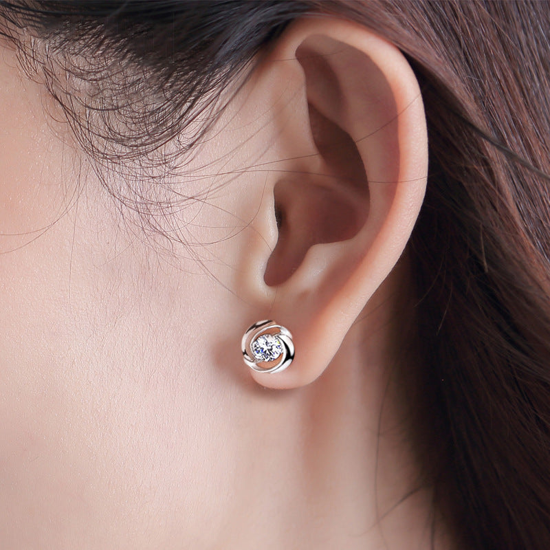 Swirl Solitaire Earrings