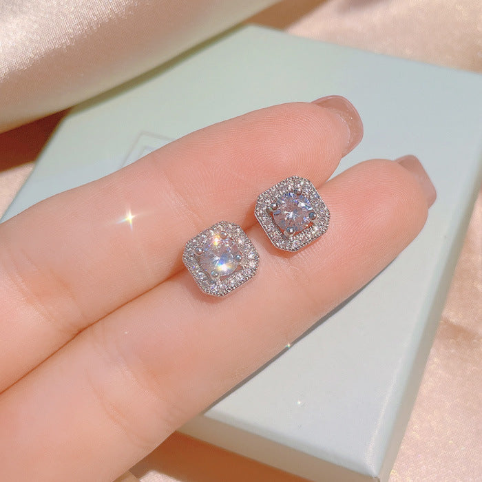 Crushed Ice Cushion Necklace Set (925 Sterling Silver)