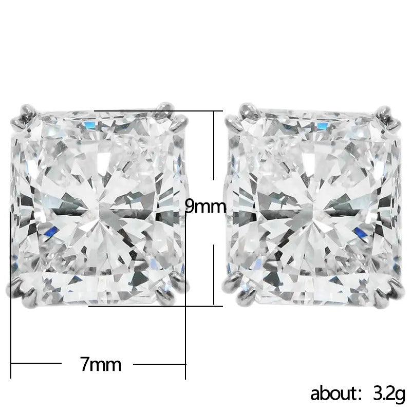 Bezel Corner Princess Earrings