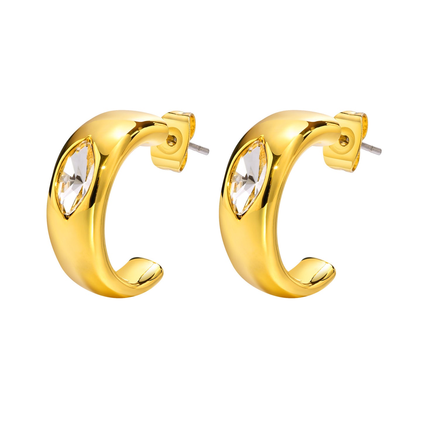 Gold Eye Half Hoop Earrings