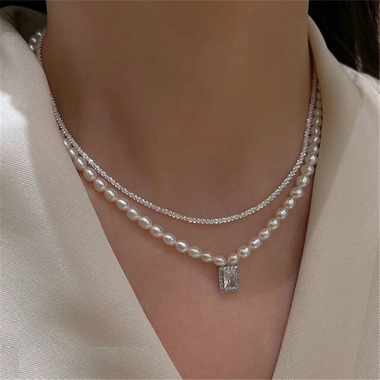 Perla - Natural Pearl Necklace & Pure Silver Chain