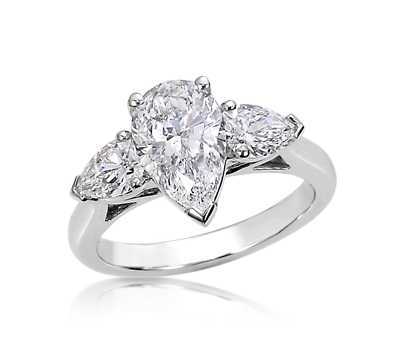 Crown Tear Drop Ring (925 Sterling Silver)