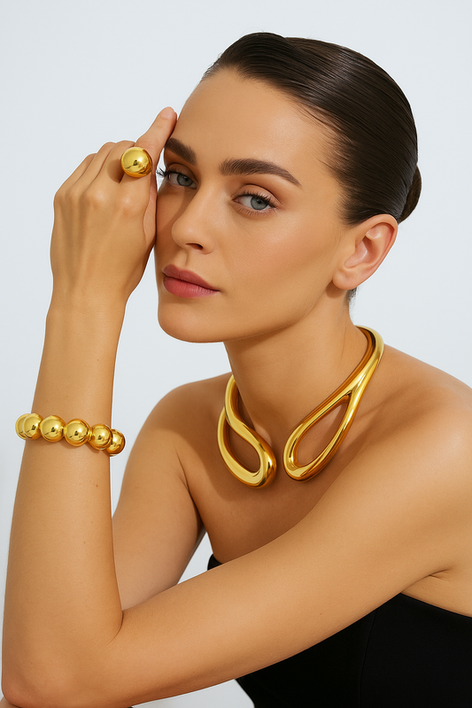 Glided Gold Necklace & Bracelet