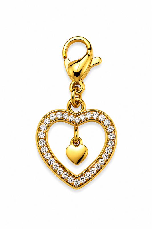 Open Heart Charm — 18K gold plated, Zewar.co