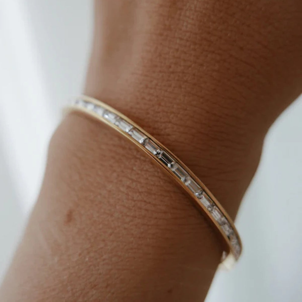 Crystal Studded Oval Bangle