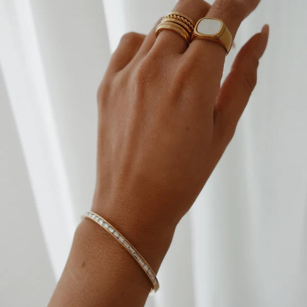 Crystal Studded Oval Bangle