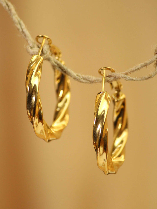 Twist & Twirl Gold Hoop Earrings