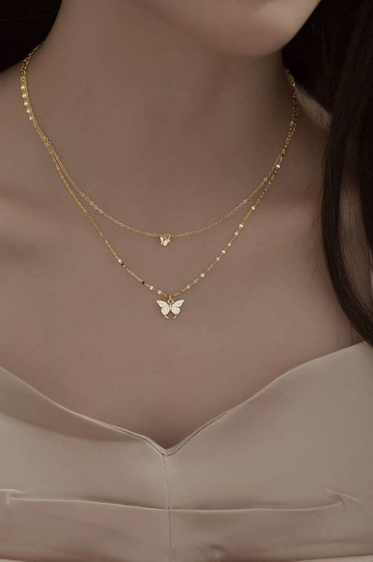 Golden Butterfly Necklace (925 Sterling Silver)