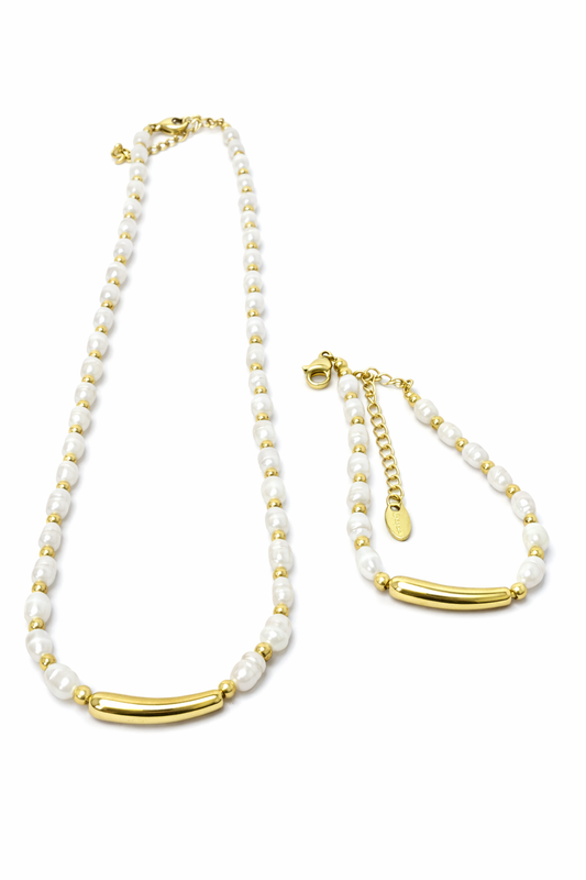 Ivory Bar Necklace & Bracelet