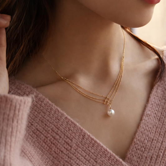 Golden Layers Pearl Necklace