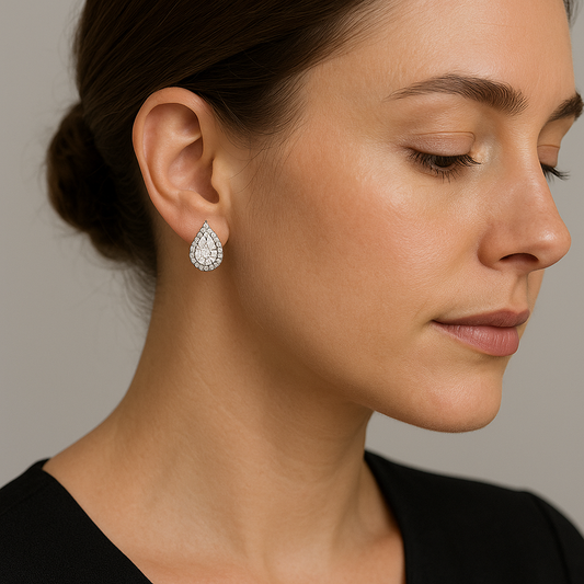 Pear Cut Solitaire Earrings (925 Sterling Silver)