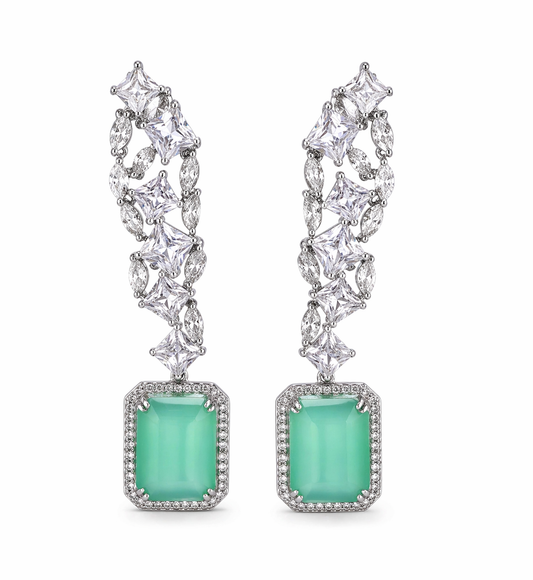 Elegant Mint Green Diamond Earring