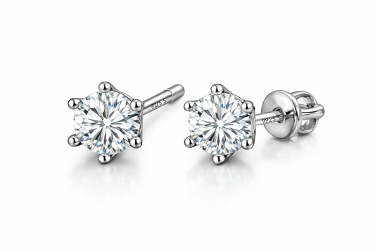 Petite Moissanite Stud Earrings (999 Fine Silver)