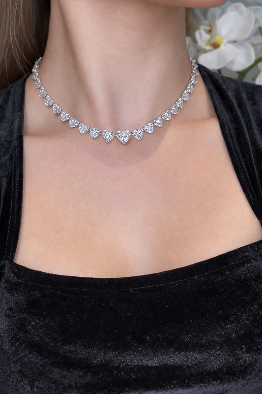 Heart Solitaire Tennis Necklace