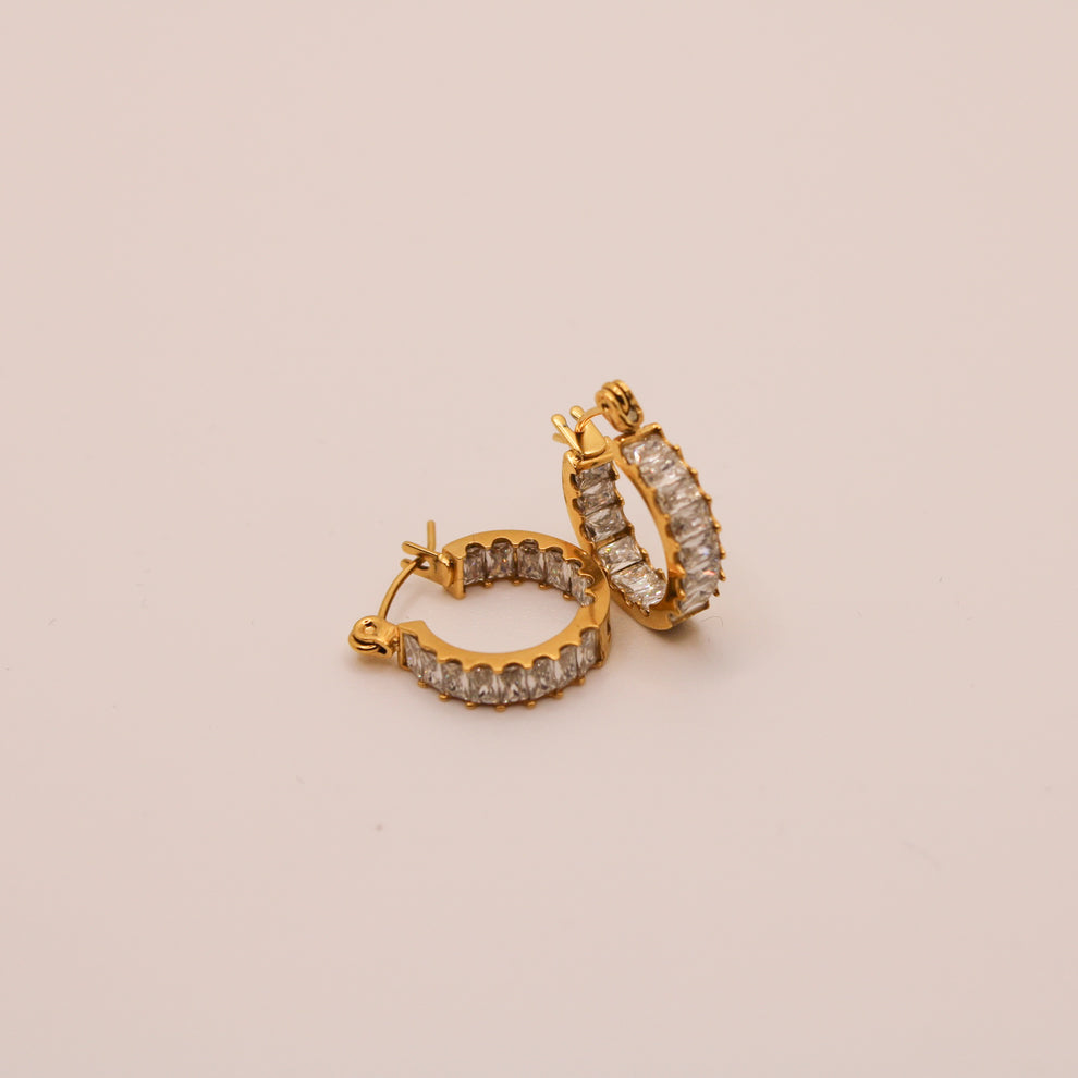 Up-Down Studded Hoop Earrings