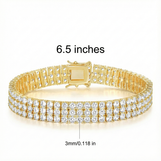 3MM TRIPLE LAYERED SWAROVSKI TENNIS BRACELET.