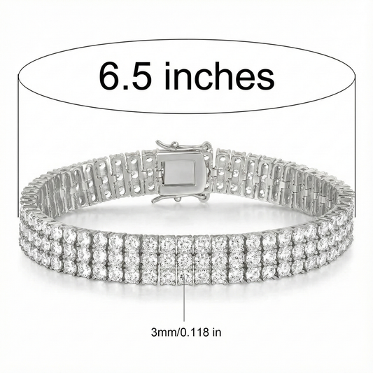 3MM TRIPLE LAYERED SWAROVSKI TENNIS BRACELET.