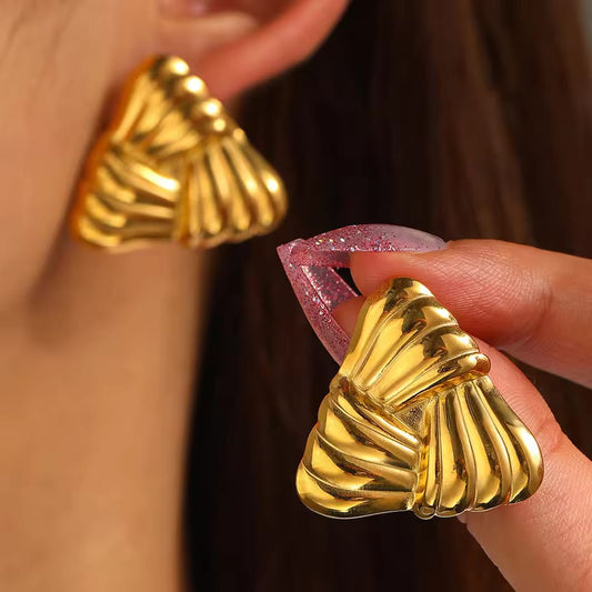 Gold Triangle Swirl Earrings