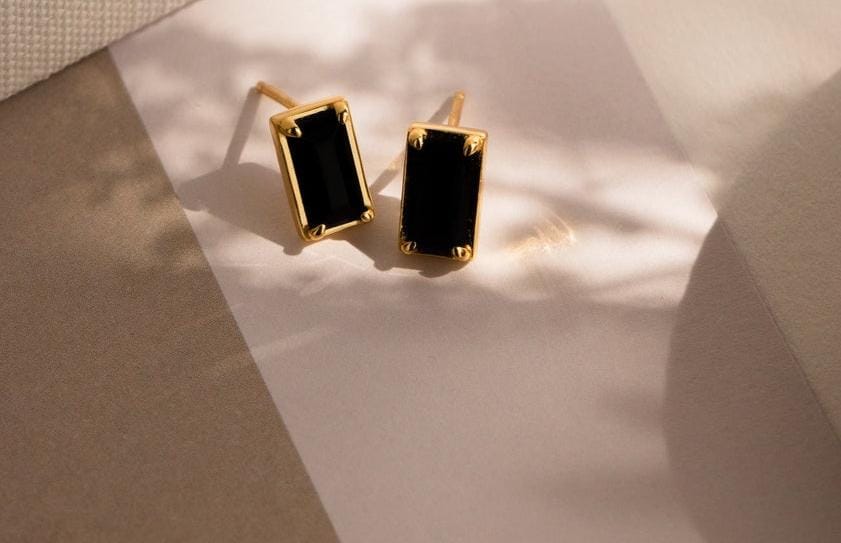 Rectangle Black Onyx Studs