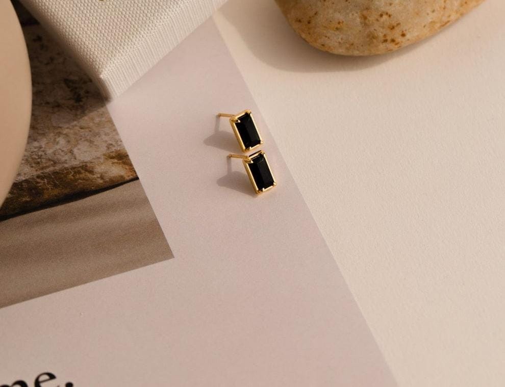 Rectangle Black Onyx Studs