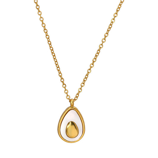 The Miss Avocado Necklace is a playful and charming piece, featuring an adorable avocado-shaped pendant.