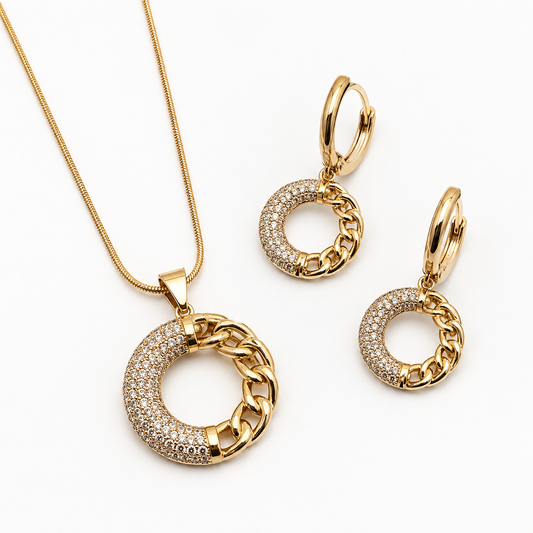 Golden Orbit Necklace Set