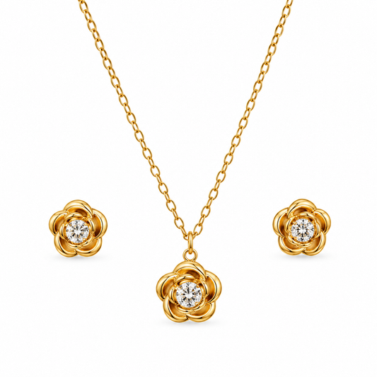 Rosette Necklace Set (Titanium Steel)