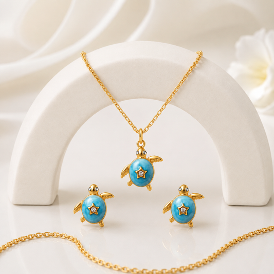 Turtle Treasure Necklace Set (Titanium Steel)
