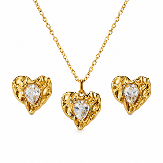 Molten Heart Necklace Set (Titanium Steel)