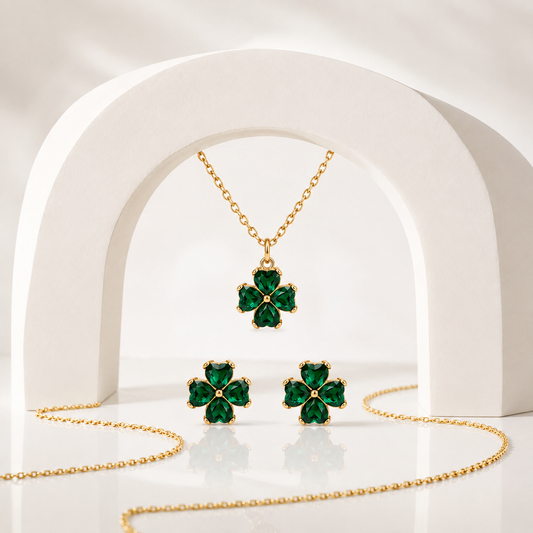 Emerald Flora Necklace Set (Titanium Steel)